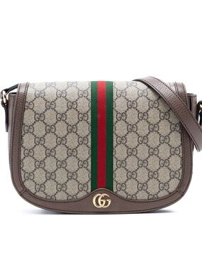 Bundle! Gucci GG Supreme Monogram Web Small Ophidia Flap Bag